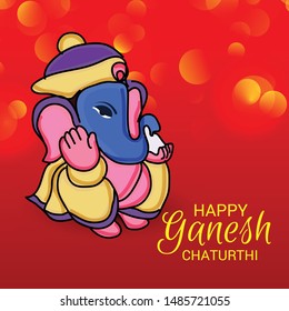 Vector illustration for Traditional Indian Festival Celebrate Happy Ganesh Chaturthi. Abstract text Space Background.