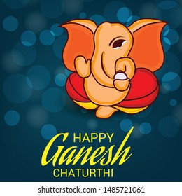 Vector illustration for Traditional Indian Festival Celebrate Happy Ganesh Chaturthi. Abstract text Space Background.