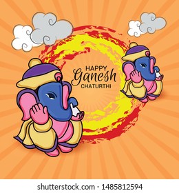 Vector illustration for Traditional Indian Festival Celebrate Happy Ganesh Chaturthi. Abstract text Space Background.