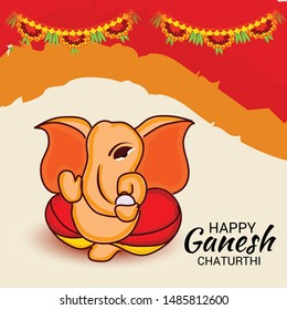 Vector illustration for Traditional Indian Festival Celebrate Happy Ganesh Chaturthi. Abstract text Space Background.