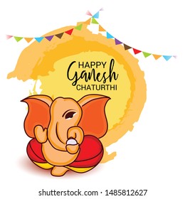 Vector illustration for Traditional Indian Festival Celebrate Happy Ganesh Chaturthi. Abstract text Space Background.