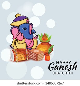 Vector illustration for Traditional Indian Festival Celebrate Happy Ganesh Chaturthi. Abstract text Space Background.