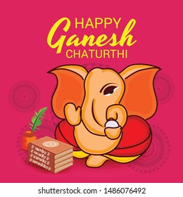 Vector illustration for Traditional Indian Festival Celebrate Happy Ganesh Chaturthi. Abstract text Space Background.