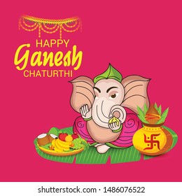 Vector illustration for Traditional Indian Festival Celebrate Happy Ganesh Chaturthi. Abstract text Space Background.