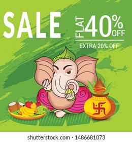 Vector illustration for Traditional Indian Festival Celebrate Happy Ganesh Chaturthi. Abstract text Space Background.