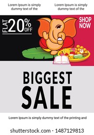 Vector illustration for Traditional Indian Festival Celebrate Happy Ganesh Chaturthi. Abstract text Space Background.