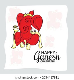 Vector illustration for Traditional Indian Festival Celebrate Happy Ganesh Chaturthi. Abstract text Space Background.