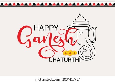 Vector illustration for Traditional Indian Festival Celebrate Happy Ganesh Chaturthi. Abstract text Space Background.