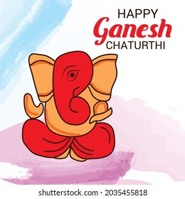 Vector illustration for Traditional Indian Festival Celebrate Happy Ganesh Chaturthi. Abstract text Space Background.