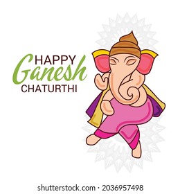 Vector illustration for Traditional Indian Festival Celebrate Happy Ganesh Chaturthi. Abstract text Space Background.