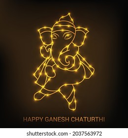 Vector illustration for Traditional Indian Festival Celebrate Happy Ganesh Chaturthi. Abstract text Space Background.