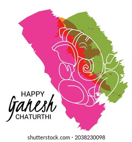 Vector illustration for Traditional Indian Festival Celebrate Happy Ganesh Chaturthi. Abstract text Space Background.