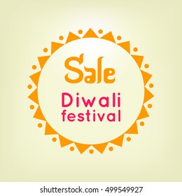 Vector illustration of Traditional Indian festival. Diwali festival yellow sale label or banner, Diwali festival background. Happy Diwali celebration illustration. Diwali logo, Sale of Diwali festival