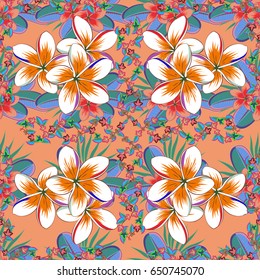 Vector illustration. Traditional Indian floral seamless pattern in brown and red colors.