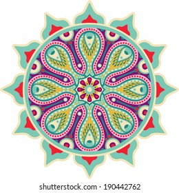 vector illustration of traditional indian orient element-colored ornamental mandala