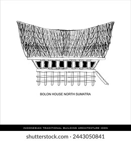 Vector illustration of traditional Indonesian building architecture icon