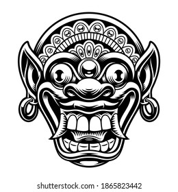 A vector illustration of traditional Indonesian mask. This illustration can be used as a shirt print or as a logotype.