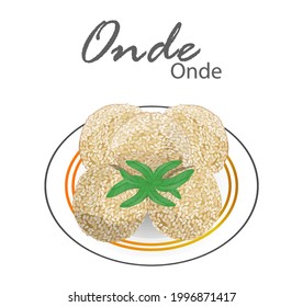 Vector Illustration Of Traditional Indonesian Snack Named Onde Onde