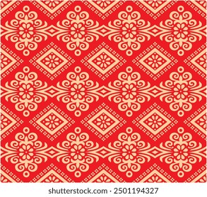 Vector illustration of traditional Indonesian songket weaving ornament design pattern. Suitable for making batik on cloth, backgrounds, weaving, etc