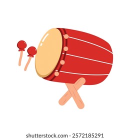 Vector Illustration of Traditional Islamic Drum (Bedug) for Ramadan and Eid Celebration Design. Flat illustration of drum