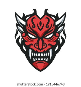 Vector illustration of traditional japanese demon mask.