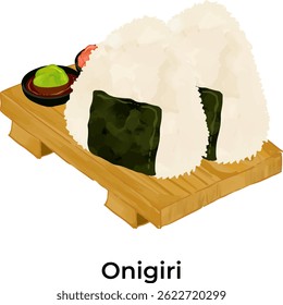 Vector illustration of traditional Japanese food featuring ramen and assorted sushi