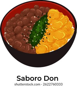 Vector illustration of traditional Japanese food featuring ramen and assorted sushi. Colorful and detailed design perfect for restaurant menus, food packaging, culinary blogs, or Asian cuisine project