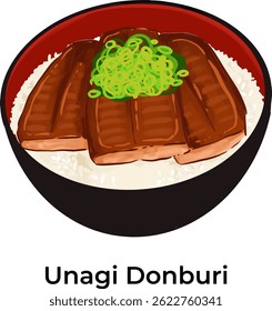 Vector illustration of traditional Japanese food featuring ramen and assorted sushi. Colorful and detailed design perfect for restaurant menus, food packaging, culinary blogs, or Asian cuisine project