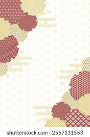 Vector illustration of traditional Japanese pattern. Red and gold pattern. For backgrounds, wallpapers, wrapping paper and fabrics.