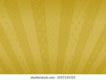 Vector illustration of a traditional Japanese pattern. Radiating golden pattern. For backgrounds, wallpapers, wrapping paper and fabrics.