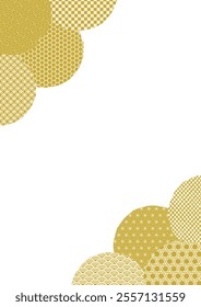 Vector illustration of traditional Japanese pattern. Golden circular frame design. For background, wallpaper, wrapping paper and fabric.