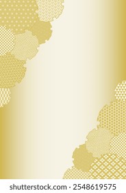 Ilustración vectorial de patrones tradicionales japoneses. Patrón dorado y fondo degradado. Para fondos, Fondos de pantalla, papel de regalo y telas.