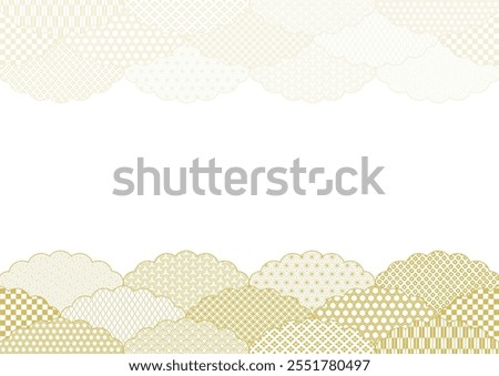 Vector illustration of traditional Japanese patterns. Golden cloud pattern frame design. For backgrounds, wallpapers, wrapping paper and fabrics.
