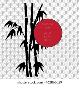 Vector illustration, traditional Japanese style drawing. Hand drawn bamboo branches
