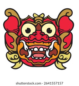 vector illustration of traditional jauk masks of Bali island in original appearances