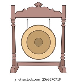 vector illustration of traditional Javanese gamelan gong musical instrument in original color
