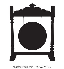 vector illustration of traditional Javanese gamelan gong musical instrument in silhouette