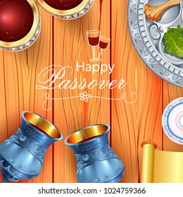 vector illustration of Traditional Jewish festival Pesach Passover Seder holiday of Israel