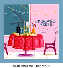 vector illustration of Traditional Jewish festival Pesach Passover Seder holiday of Israel