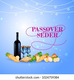 vector illustration of Traditional Jewish festival Pesach Passover Seder holiday of Israel