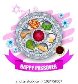 vector illustration of Traditional Jewish festival Pesach Passover Seder holiday of Israel