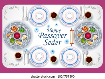 vector illustration of Traditional Jewish festival Pesach Passover Seder holiday of Israel