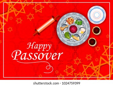 vector illustration of Traditional Jewish festival Pesach Passover Seder holiday of Israel