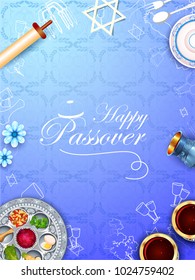 vector illustration of Traditional Jewish festival Pesach Passover Seder holiday of Israel