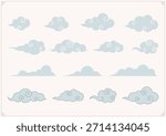 Vector illustration of traditional Korean cloud patterns.