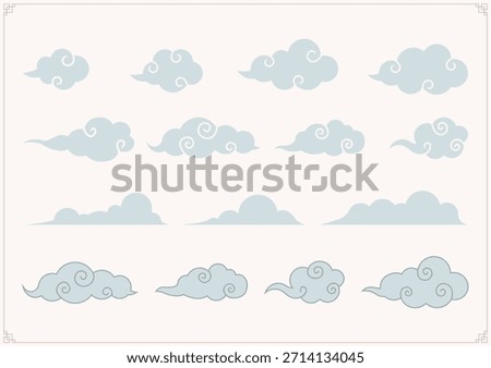 Vector illustration of traditional Korean cloud patterns.