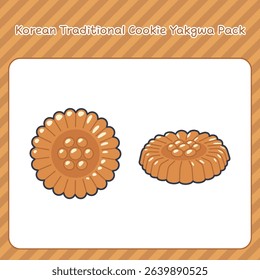 A vector illustration of traditional Korean yakgwa cookies in different views.