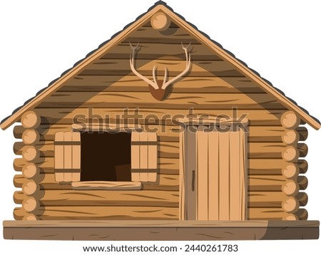Vector illustration of a traditional log cabin in cartoon style isolated on white background. Traditional Houses of the World Series