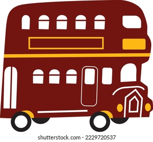 Vector illustration of traditional London double decker bus is red