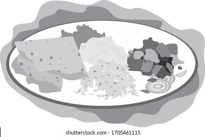 Vector illustration of a traditional Maldives Breakfast in Black and White